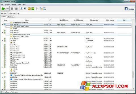 Ekraanipilt Advanced IP Scanner Windows XP