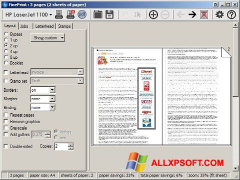 Ekraanipilt FinePrint Windows XP
