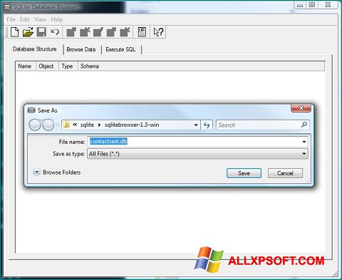 Ekraanipilt SQLite Database Browser Windows XP