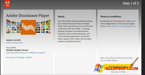 Ekraanipilt Adobe Shockwave Player Windows XP