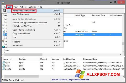 Ekraanipilt Unassociate File Types Windows XP