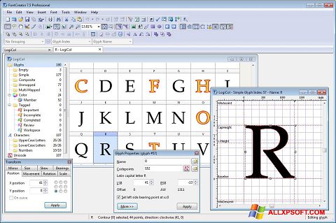 Ekraanipilt Font Creator Windows XP