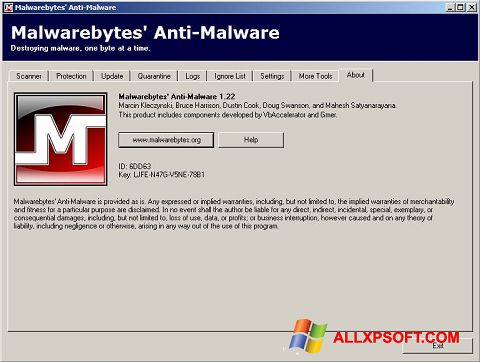 Ekraanipilt Malwarebytes Anti-Malware Free Windows XP