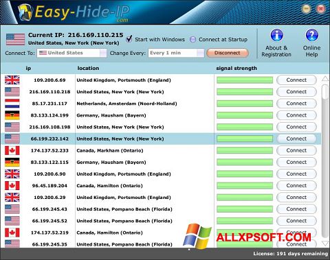 Ekraanipilt Hide IP Easy Windows XP