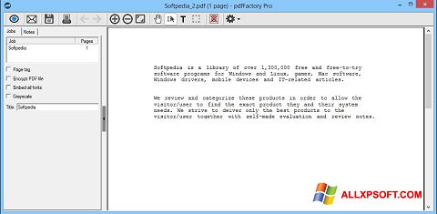 Ekraanipilt pdfFactory Pro Windows XP