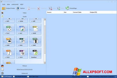 Ekraanipilt Format Factory Windows XP