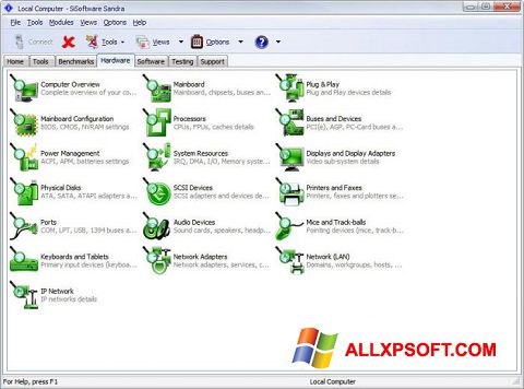 Ekraanipilt SiSoftware Sandra Windows XP