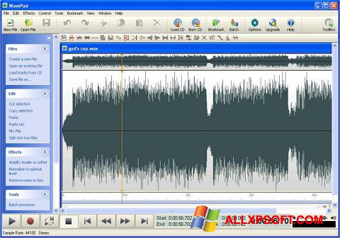Ekraanipilt WavePad Sound Editor Windows XP