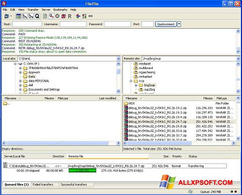 Ekraanipilt FileZilla Windows XP