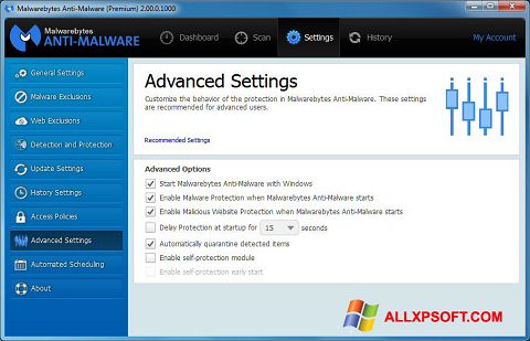 Ekraanipilt Malwarebytes Anti-Malware Windows XP