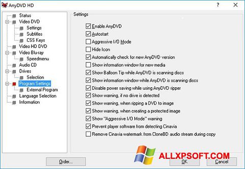 Ekraanipilt AnyDVD Windows XP