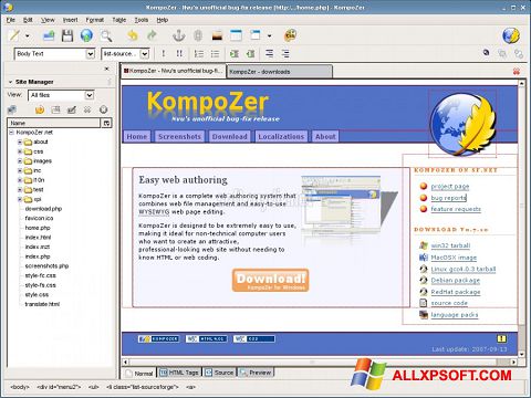 Ekraanipilt KompoZer Windows XP