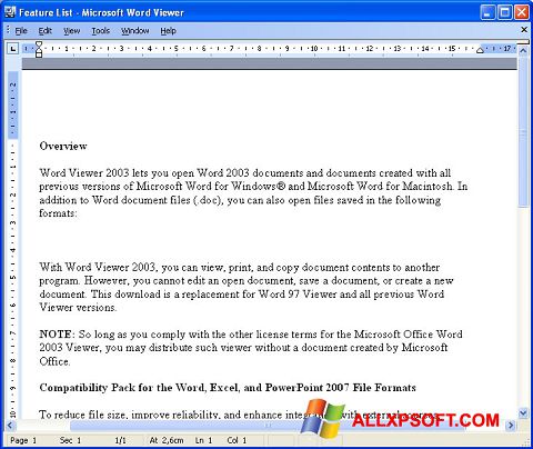 Ekraanipilt Word Viewer Windows XP