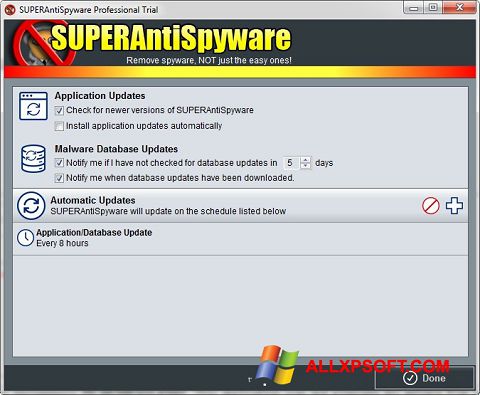 Ekraanipilt SUPERAntiSpyware Windows XP