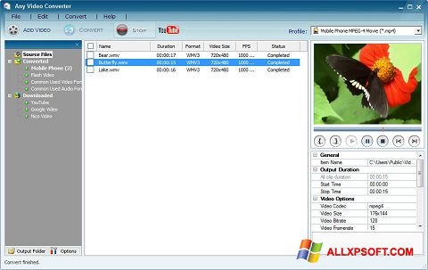 Ekraanipilt Any Video Converter Windows XP