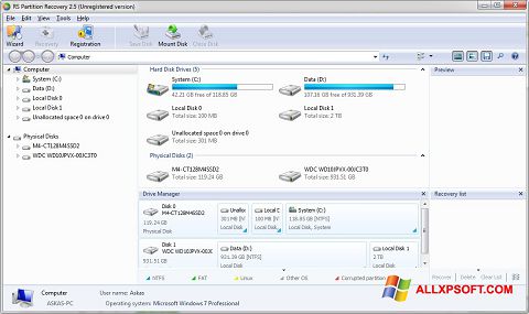 Ekraanipilt RS Partition Recovery Windows XP