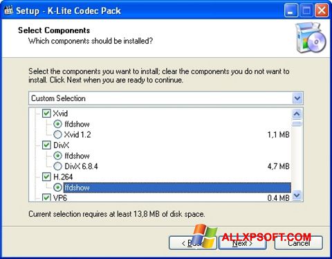 Ekraanipilt K-Lite Codec Pack Windows XP