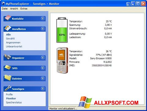 Ekraanipilt MyPhoneExplorer Windows XP