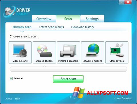 Ekraanipilt Carambis Driver Updater Windows XP