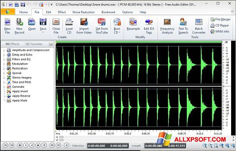 Ekraanipilt Free Audio Editor Windows XP