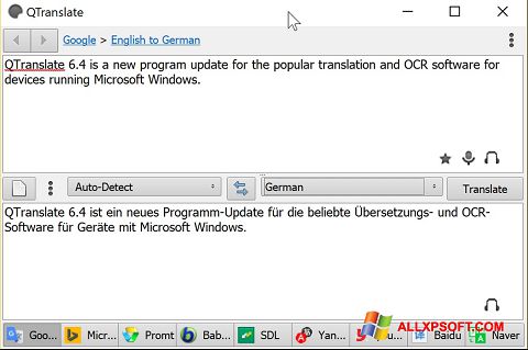 Ekraanipilt QTranslate Windows XP