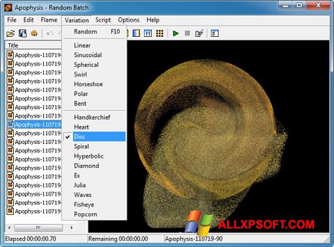 Ekraanipilt Apophysis Windows XP