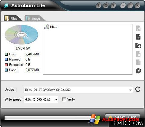 Ekraanipilt Astroburn Lite Windows XP