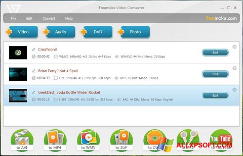Ekraanipilt Freemake Video Converter Windows XP