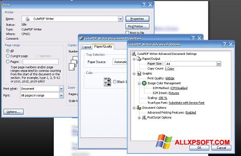 Ekraanipilt CutePDF Writer Windows XP