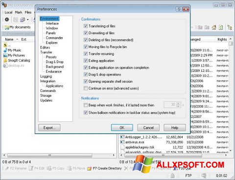 Ekraanipilt WinSCP Windows XP
