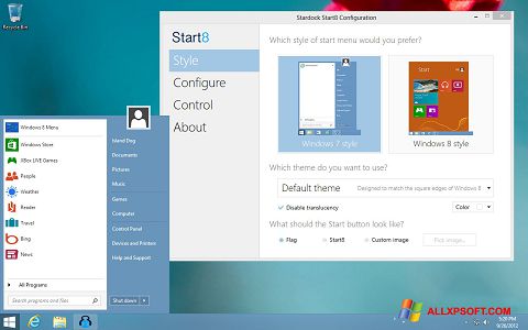 Ekraanipilt Start8 Windows XP