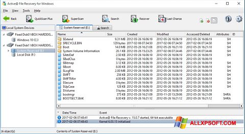 Ekraanipilt Active File Recovery Windows XP