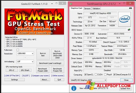 Ekraanipilt FurMark Windows XP