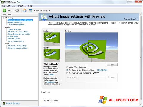 Ekraanipilt NVIDIA ForceWare Windows XP