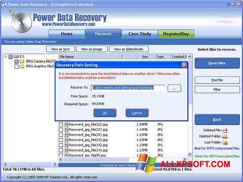 Ekraanipilt Power Data Recovery Windows XP