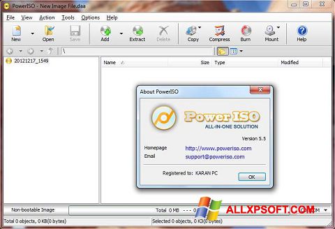Ekraanipilt PowerISO Windows XP