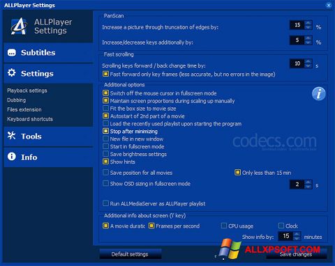 Ekraanipilt ALLPlayer Windows XP
