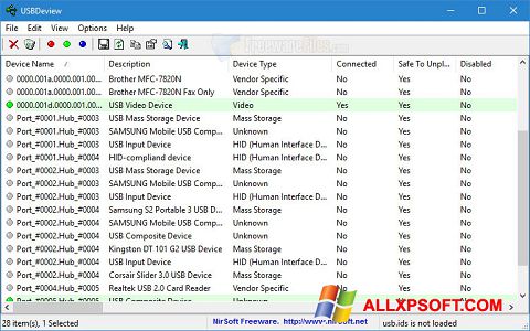 Ekraanipilt USBDeview Windows XP