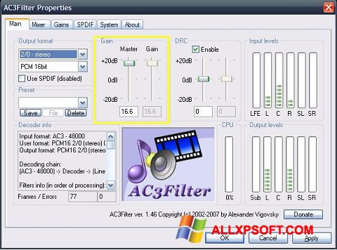 Ekraanipilt AC3Filter Windows XP