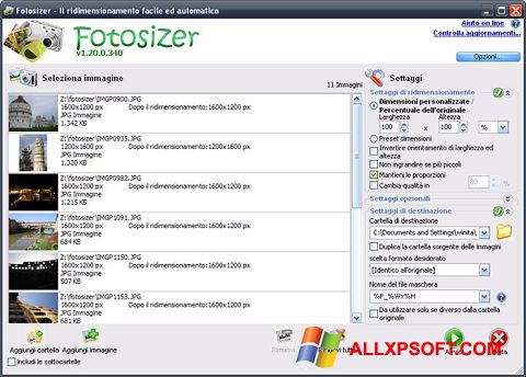 Ekraanipilt Fotosizer Windows XP