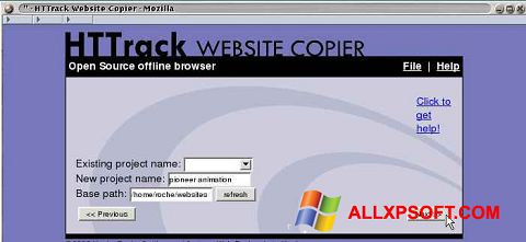 Ekraanipilt HTTrack Website Copier Windows XP