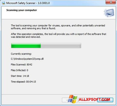 Ekraanipilt Microsoft Safety Scanner Windows XP