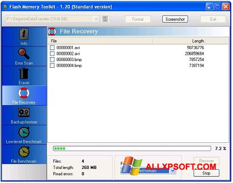 Ekraanipilt Flash Memory Toolkit Windows XP