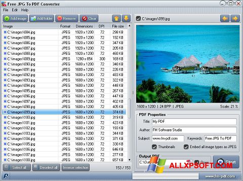 Ekraanipilt JPG to PDF Converter Windows XP