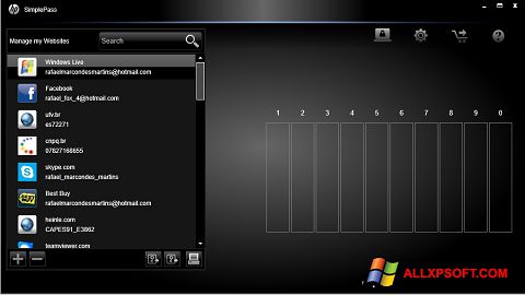 Ekraanipilt HP SimplePass Windows XP