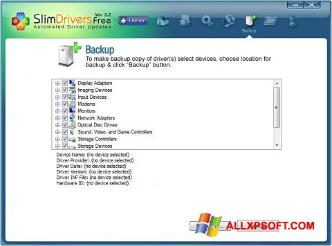 Ekraanipilt SlimDrivers Windows XP