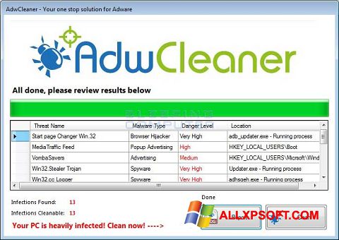 Ekraanipilt AdwCleaner Windows XP