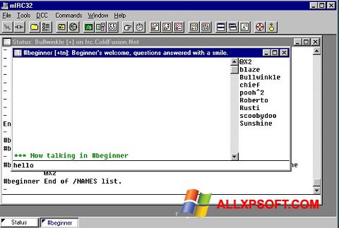 Ekraanipilt mIRC Windows XP
