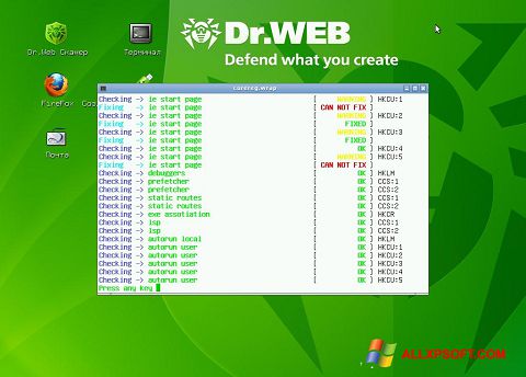 Ekraanipilt Dr.Web LiveCD Windows XP