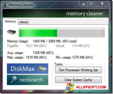 Ekraanipilt Memory Cleaner Windows XP